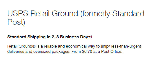 Spectrum King USPS ground delivery time